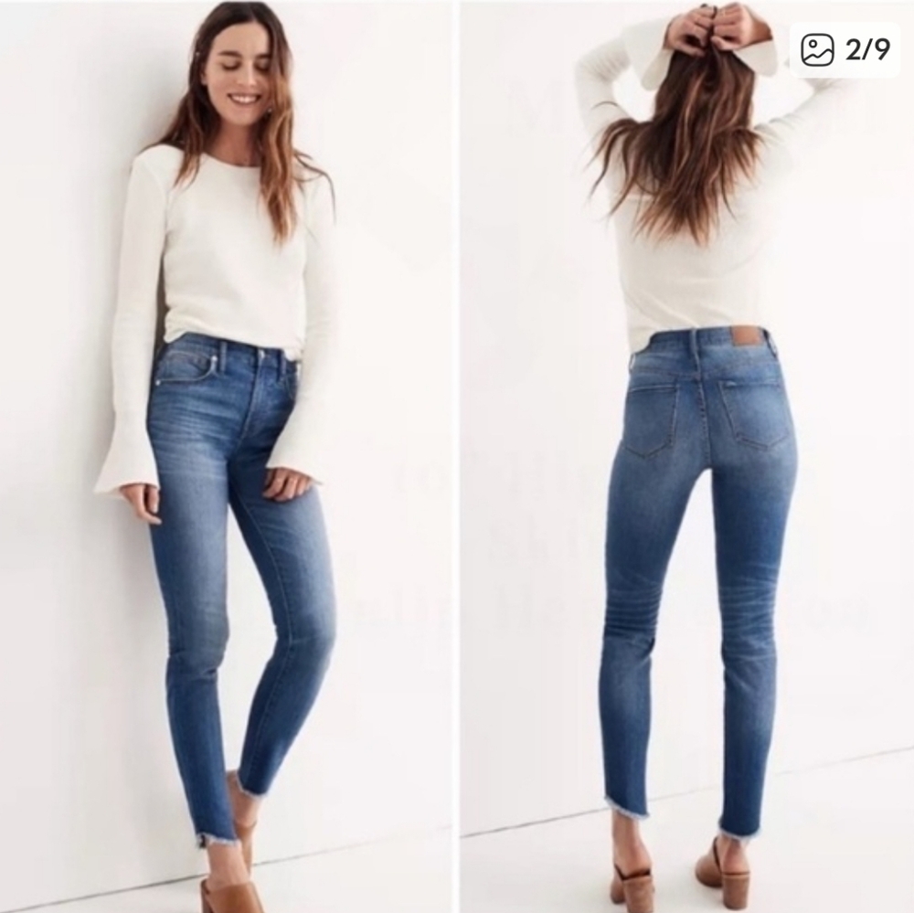 Madewell 10" High Rise Skinny Jeans Frayed Hem Sz 26